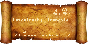 Latosinszky Mirandola névjegykártya